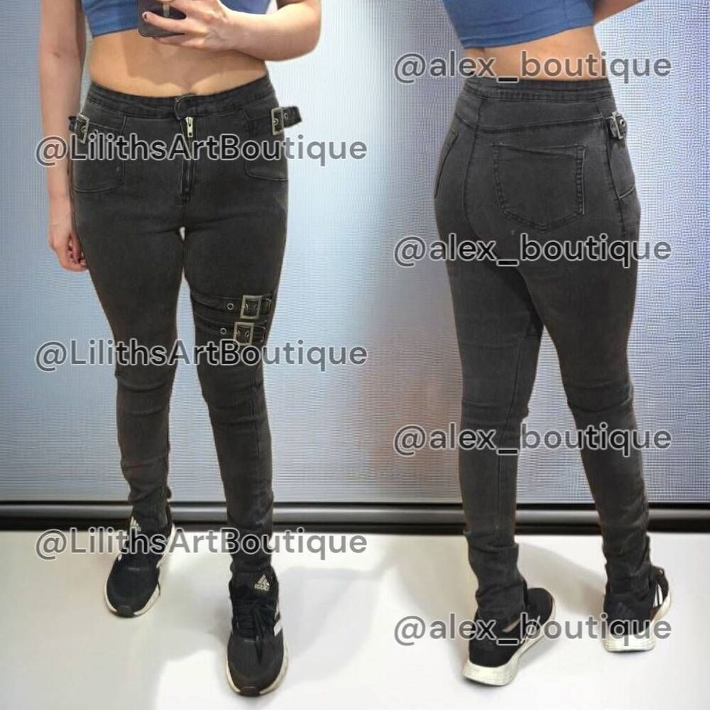 Fashion Nova Buckle Skinny Jeans(A051)-Size 5 for Women